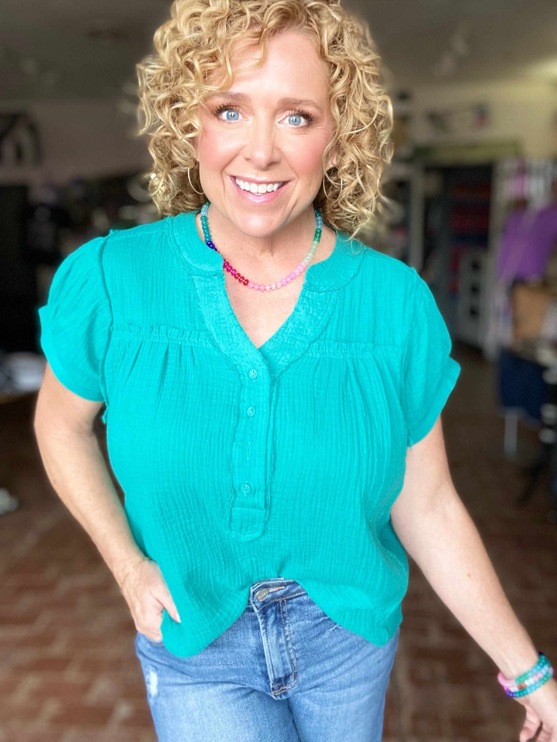 Tops Ginnie Gauze Top Green