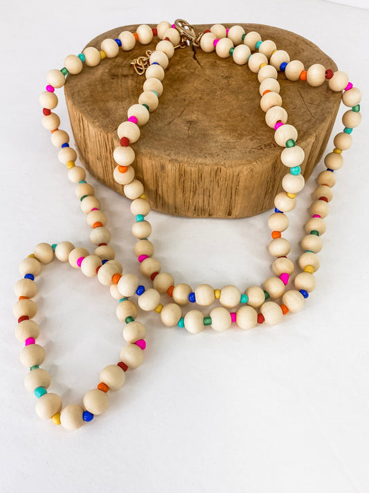 Necklaces Groovy Multicolor Wood Bead Necklace