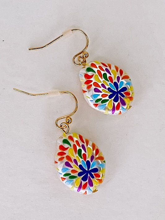 Earrings Hand Painted Disc Pearl Earring