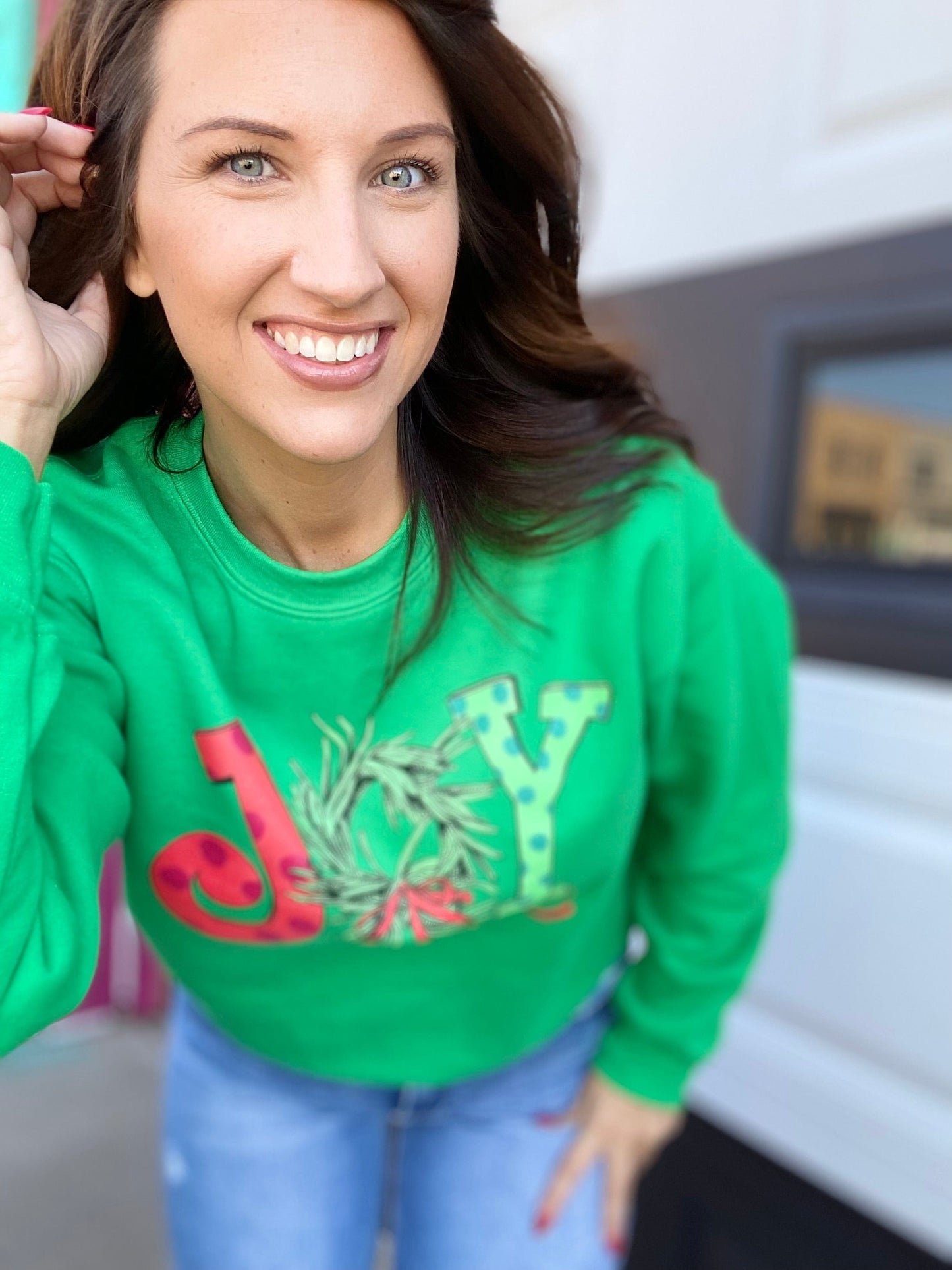 Graphic Tees JOY Green Crewneck Sweatshirt