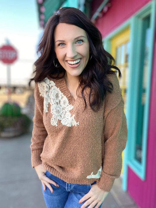 Shirts & Tops Lacey Vneck Sweater