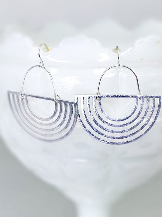 Earrings Matte Half Circle-Silver