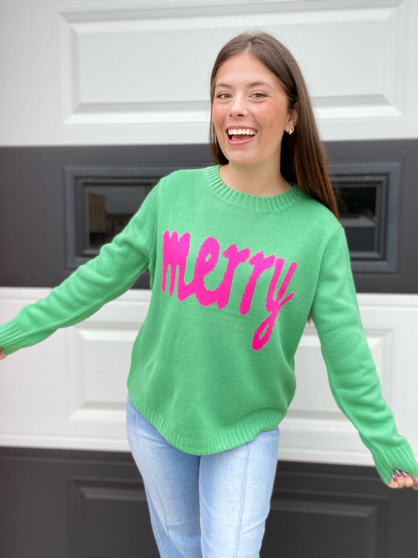 apparel Merry Pink and Green Sweater