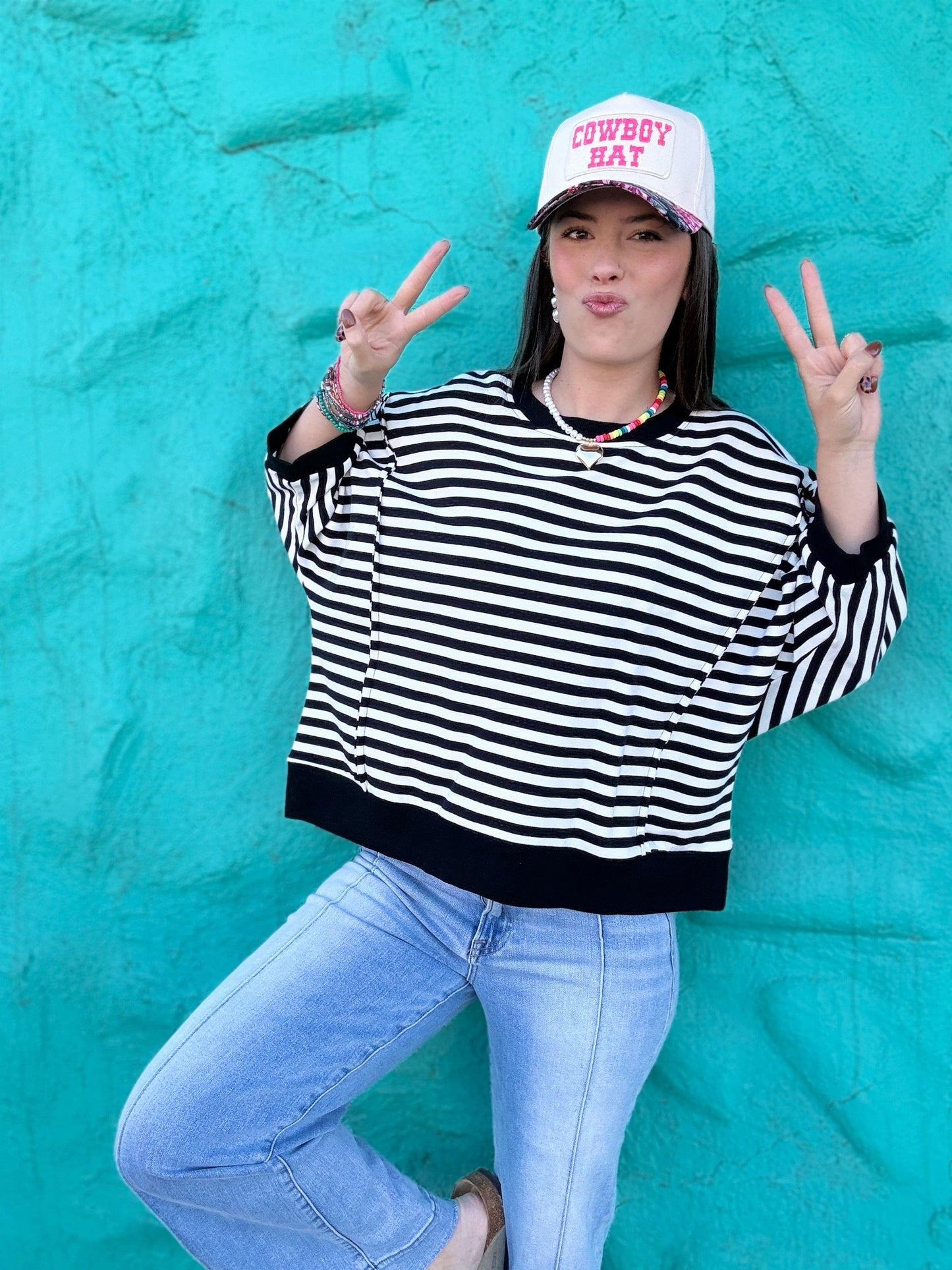 Tops Nadia Striped Pullover-Black