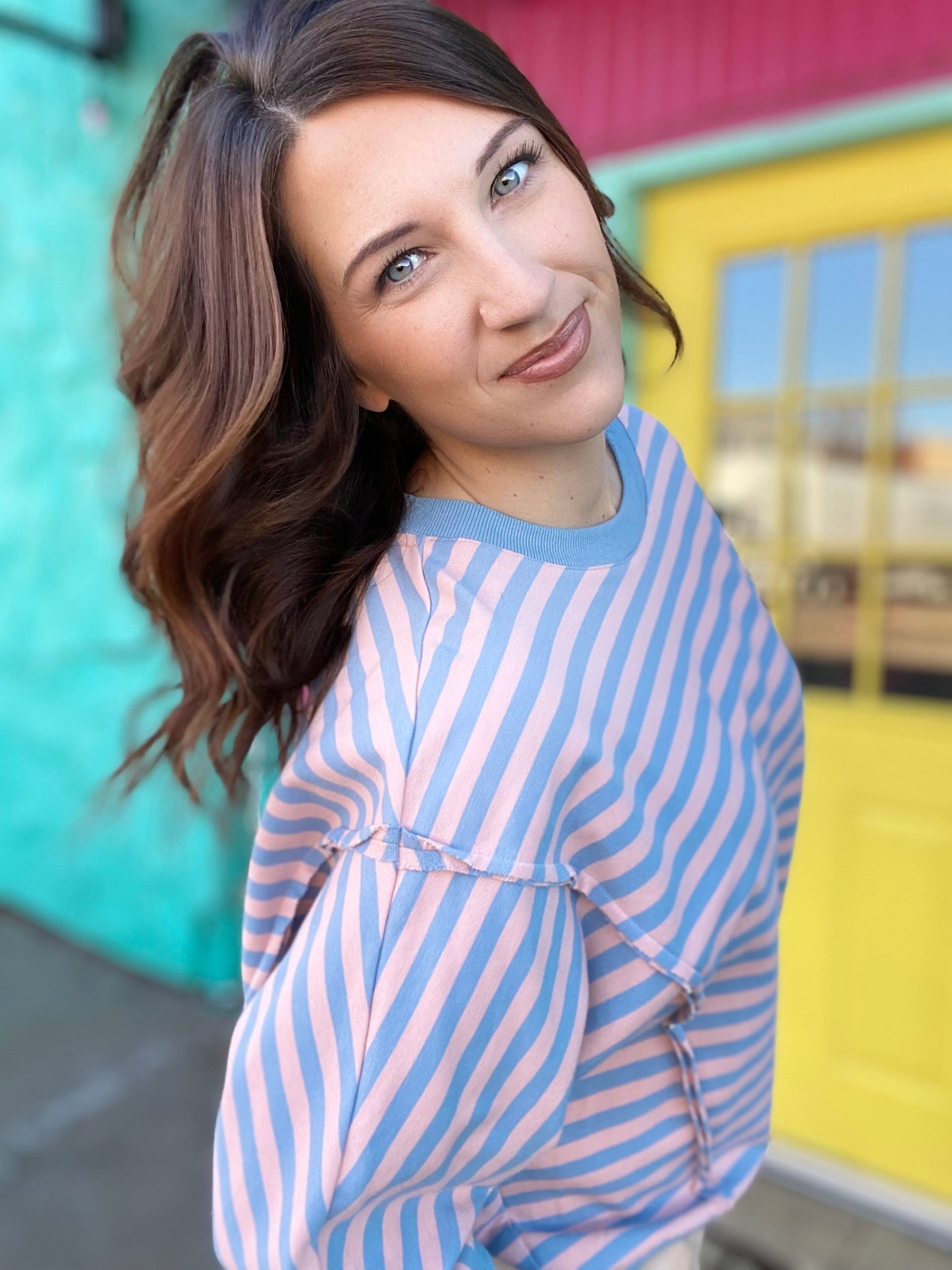 Tops Nadia Striped Pullover-Blue