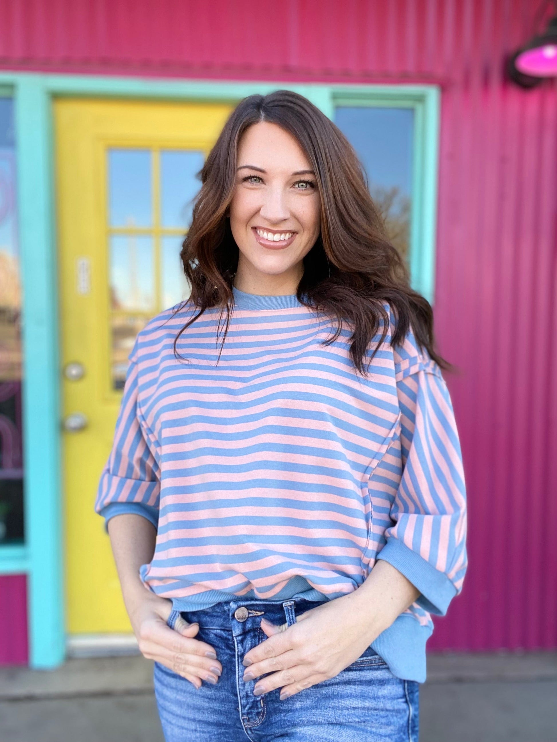 Tops Nadia Striped Pullover-Blue