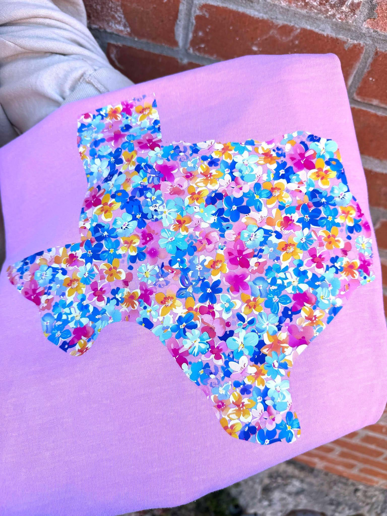 Graphic Tees Neon Violet Floral Texas
