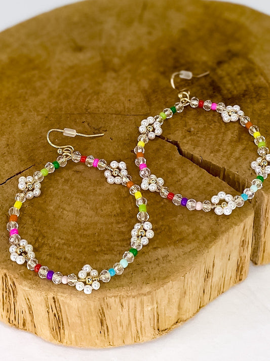 Earrings Pearls and Bright Circle Earrings
