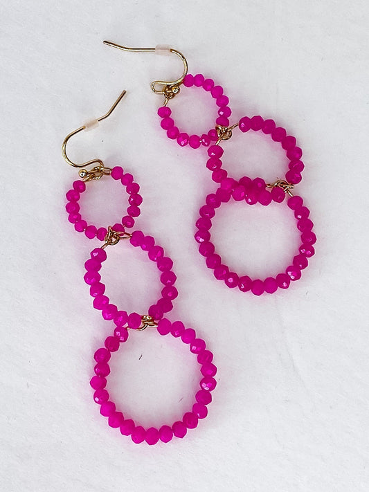 Earrings Pink Triple Circle Earring