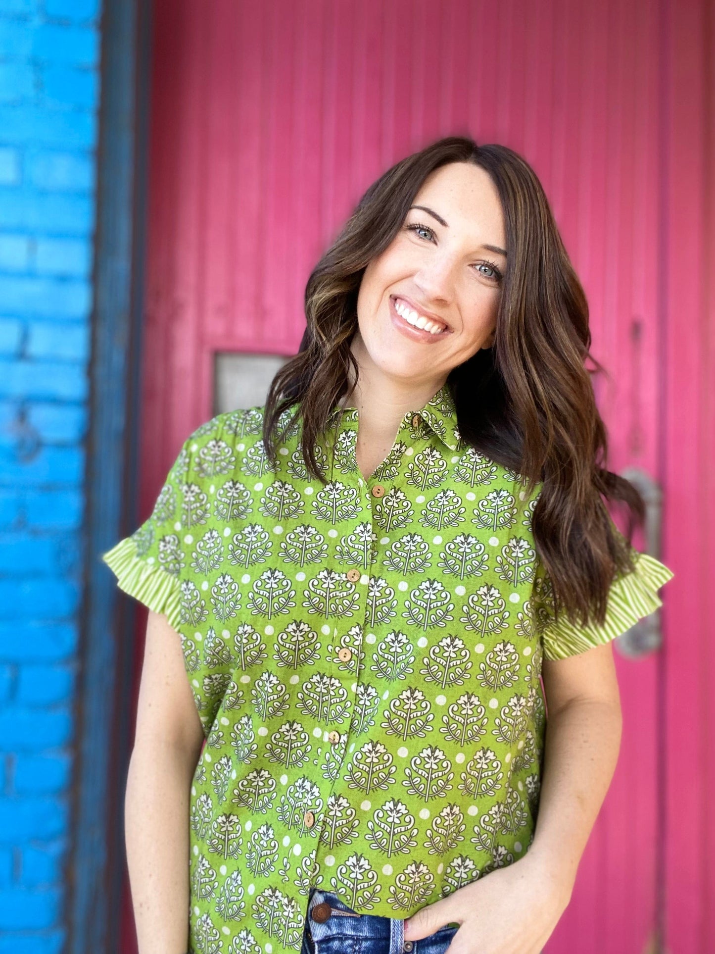 Rhoda Green Floral Top