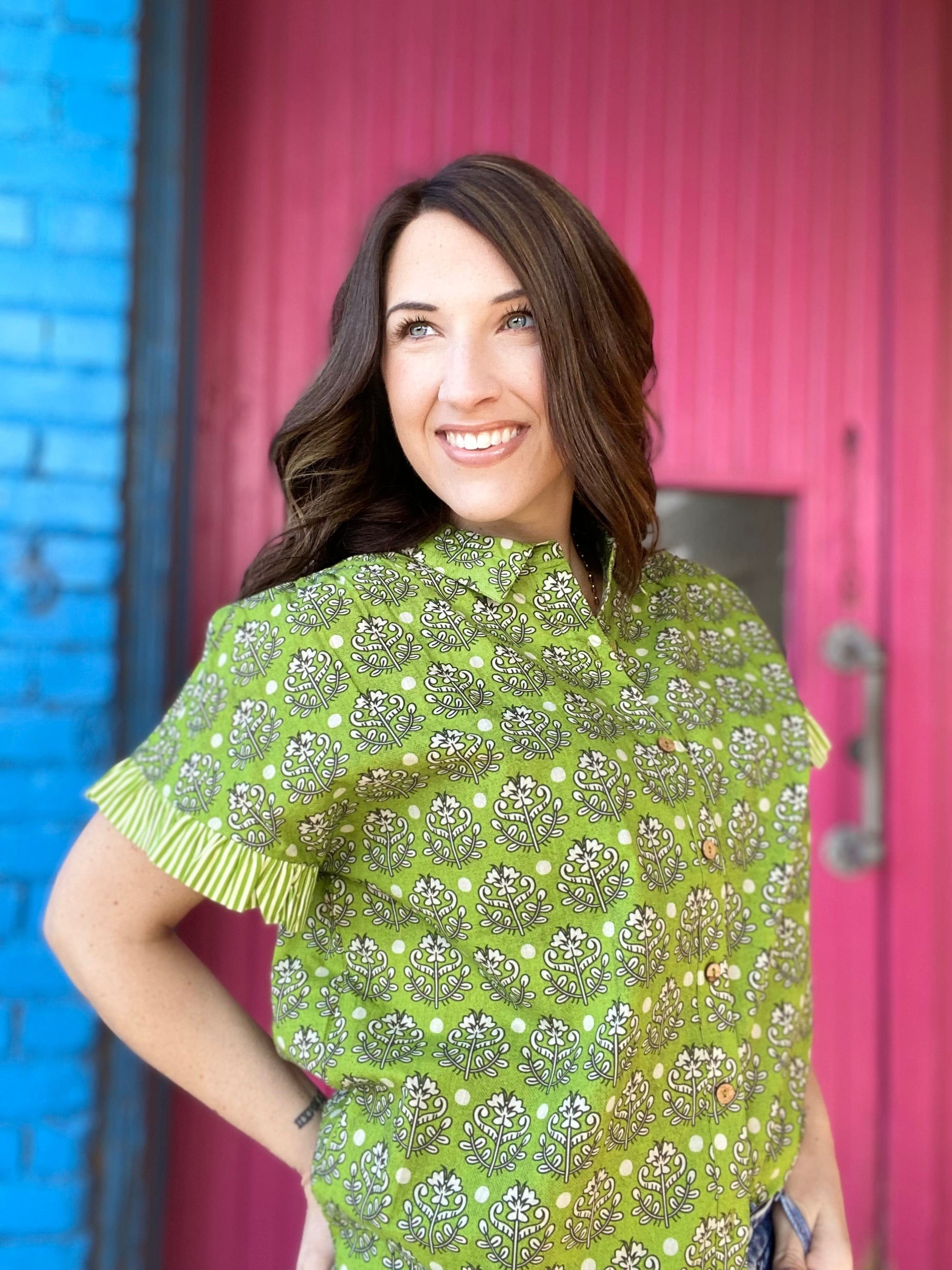 Rhoda Green Floral Top