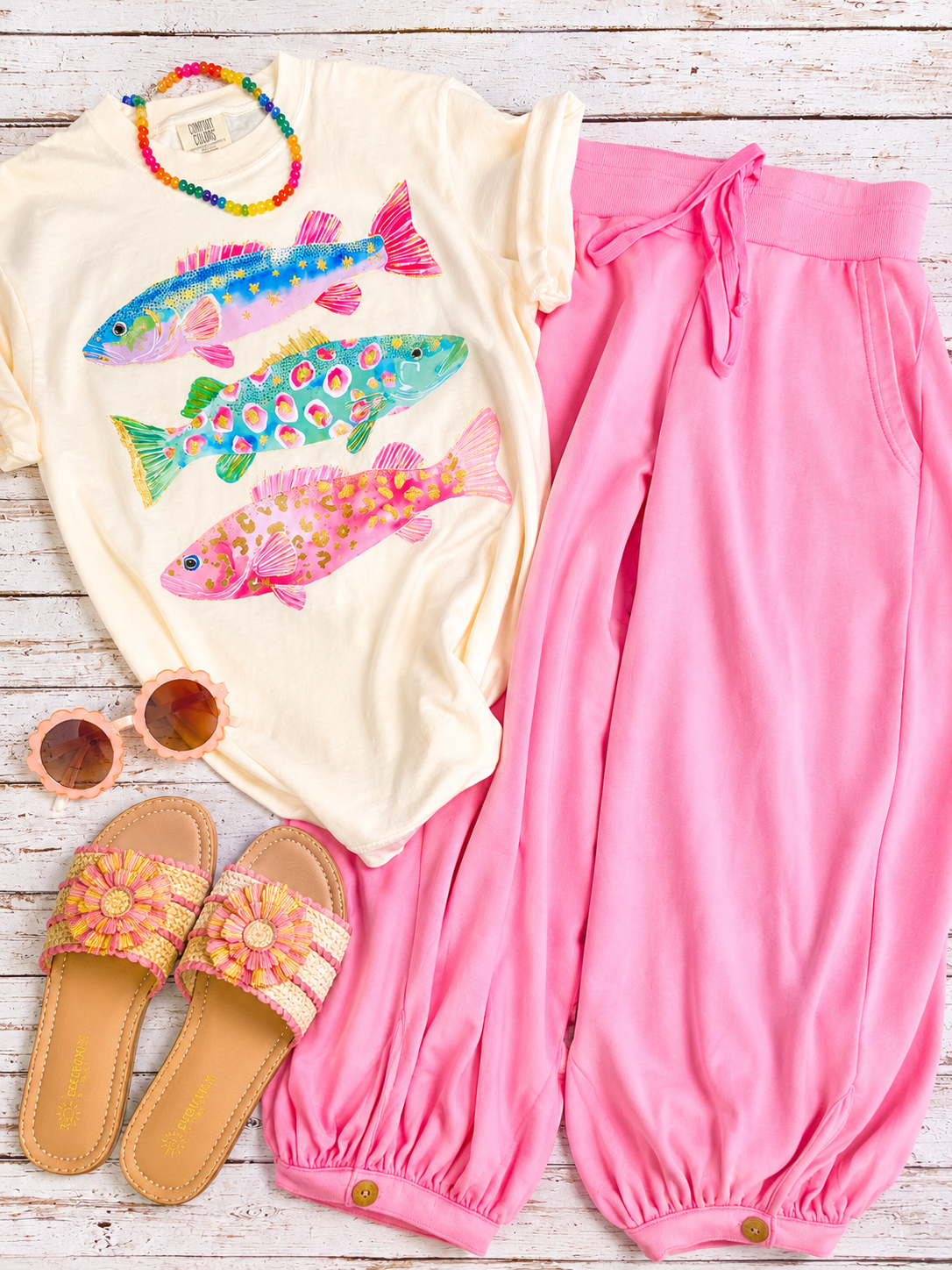 Acid Washed Bubble Capris- Pink