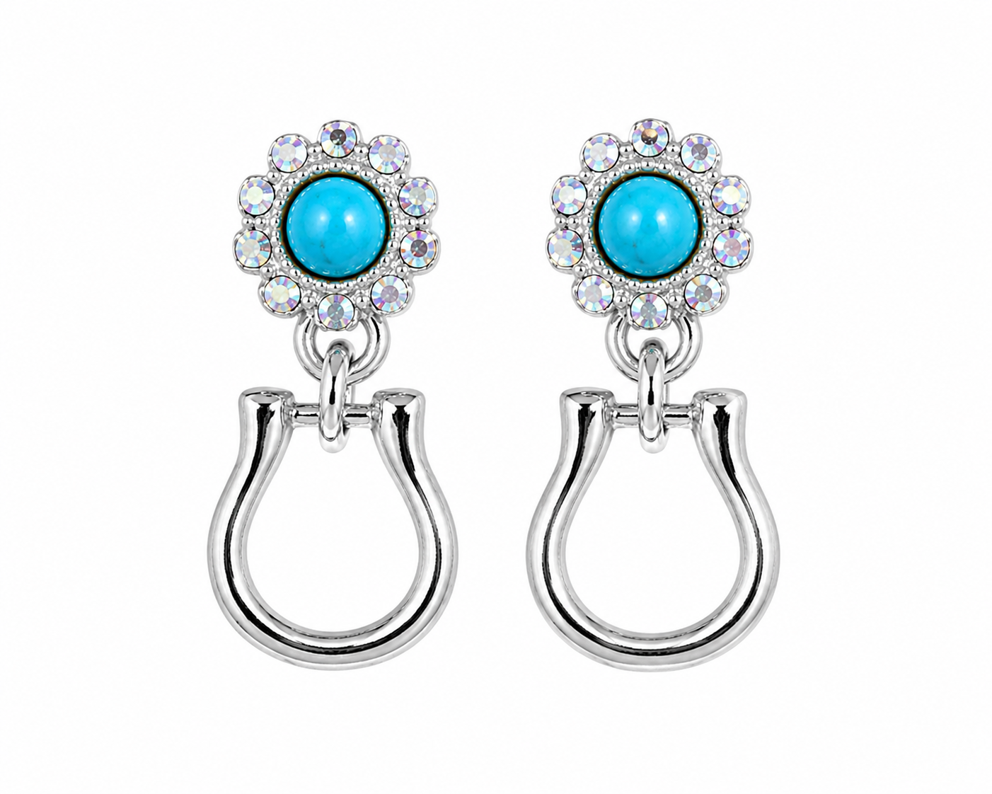 Turquoise Bit Earrings- Silver