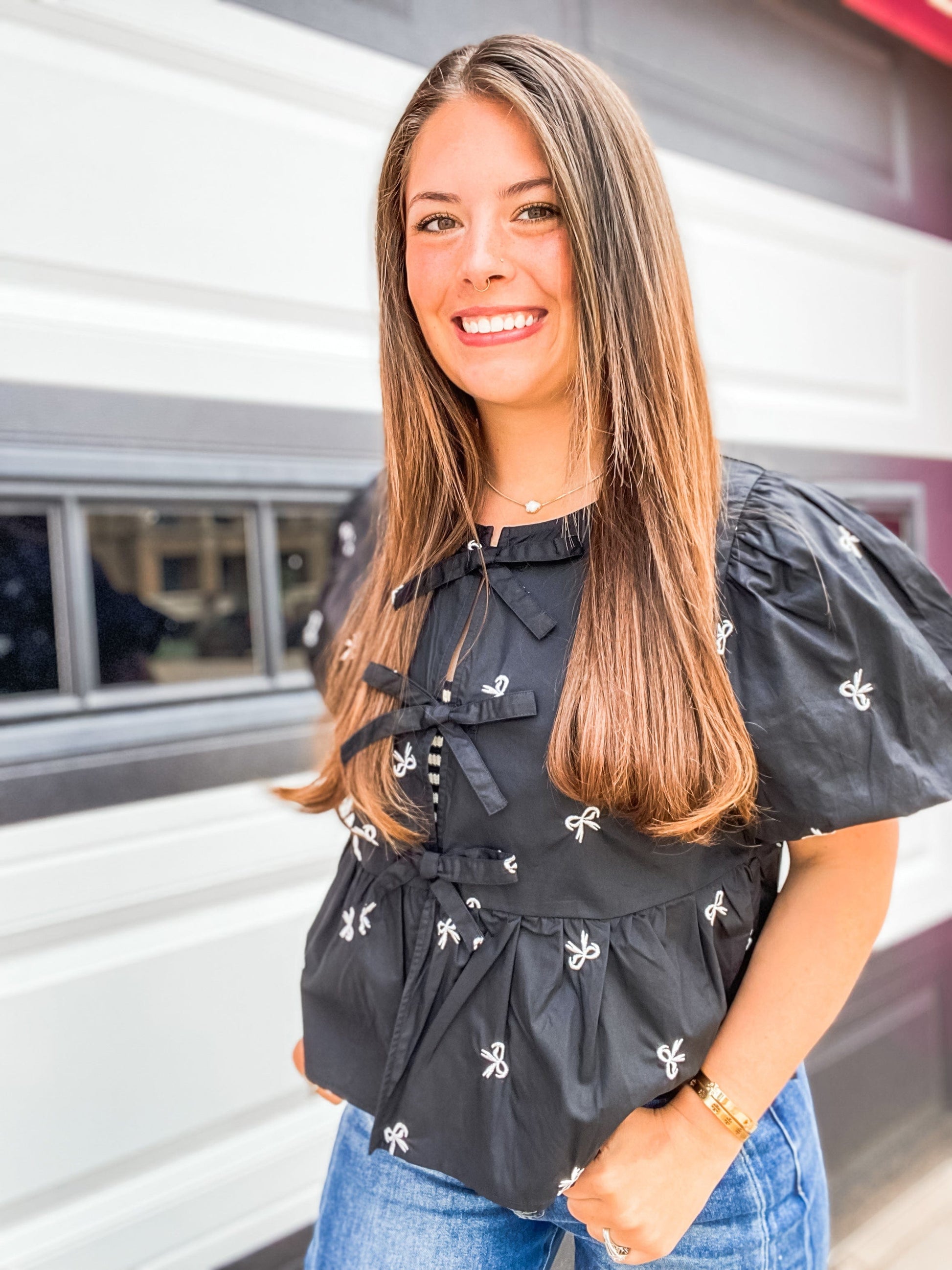 Tops Sadee Bow Peplum Top
