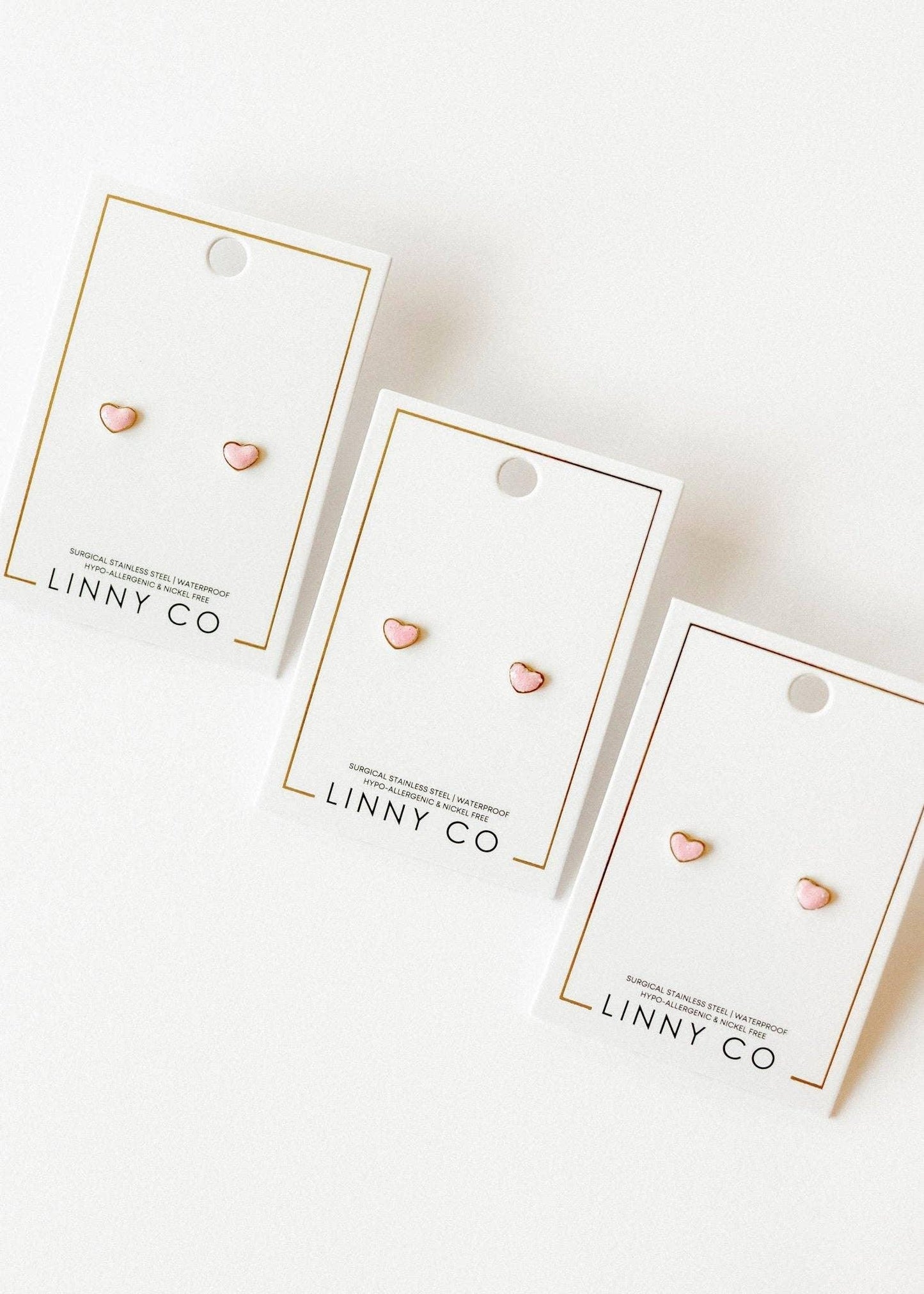 Screwback Stud Earrings - Nora Heart Pink