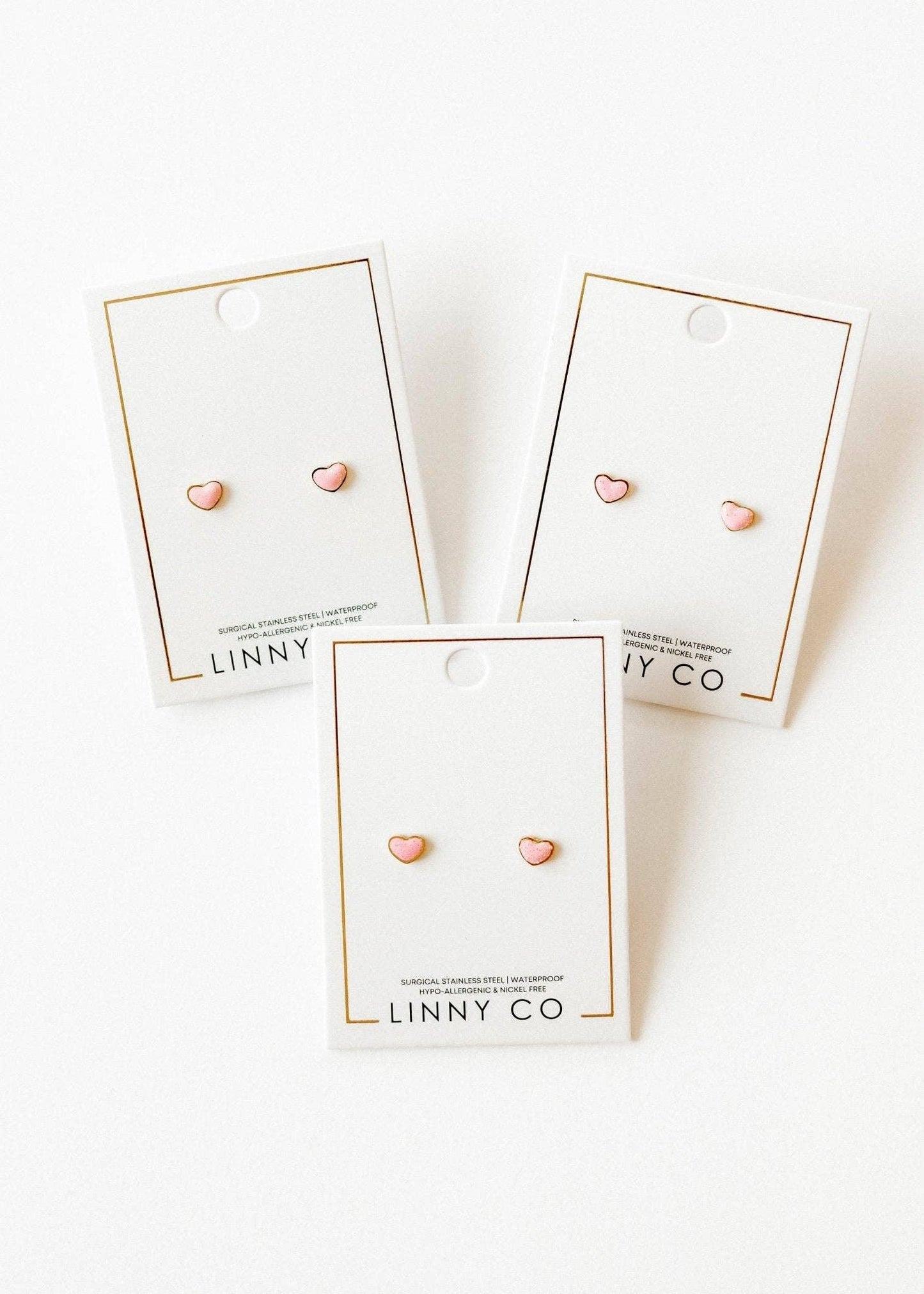 Screwback Stud Earrings - Nora Heart Pink