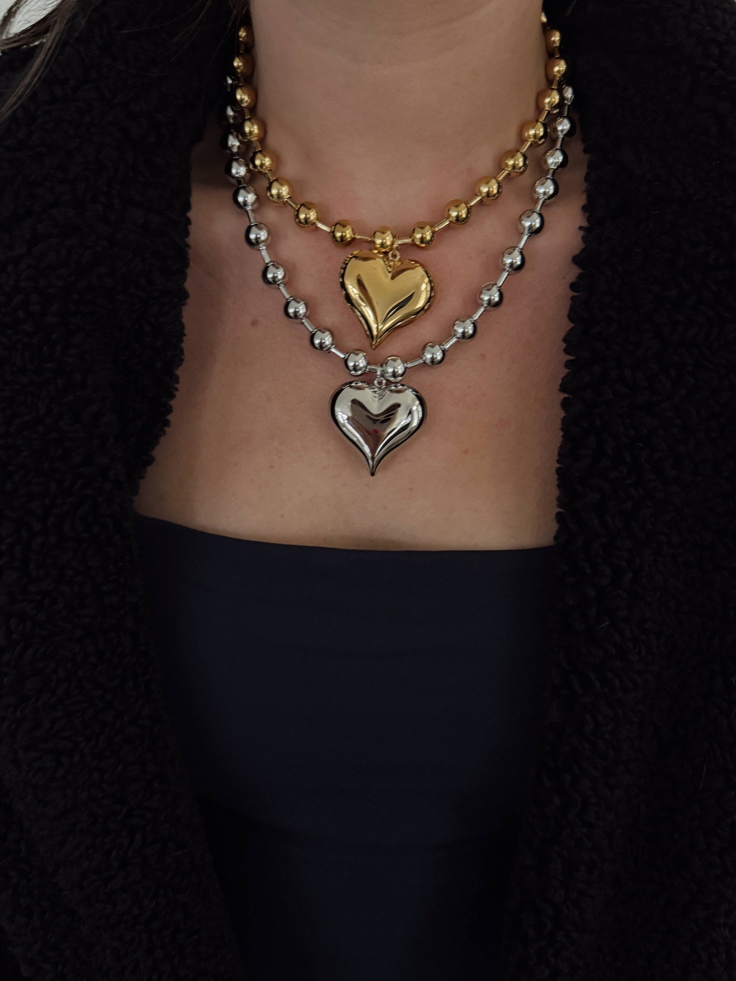 Necklaces SILVER BUBBLE HEART NECKLACE