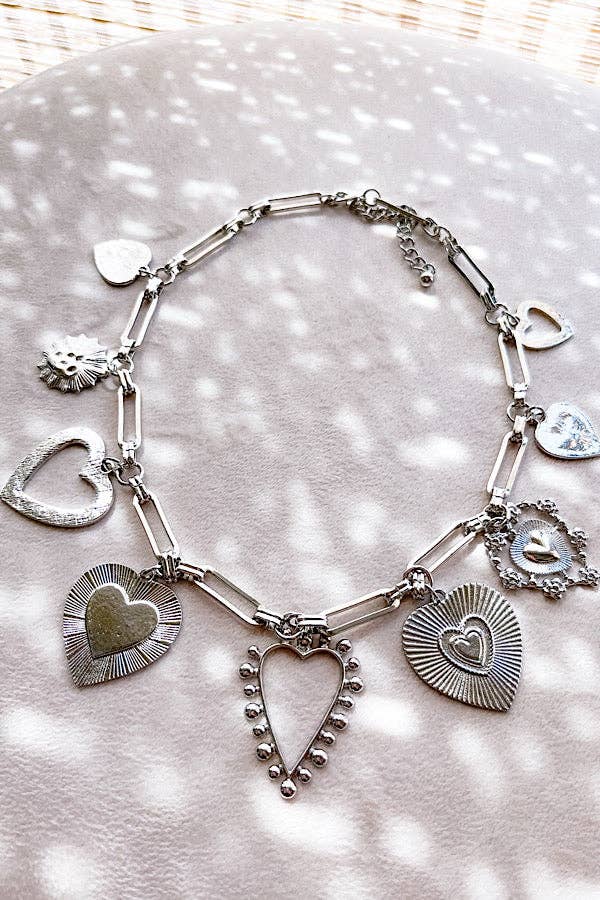 Jewelry Casey Silver Heart Charm Necklace Silver