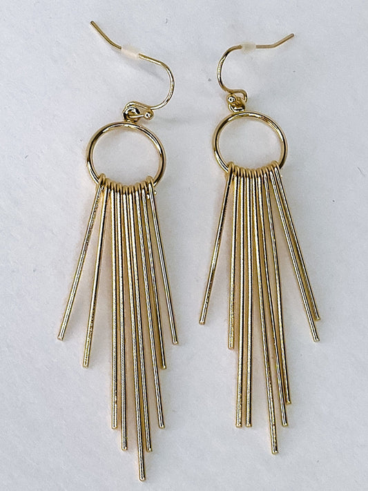 Earrings Spikey Circle Earrings-Golden