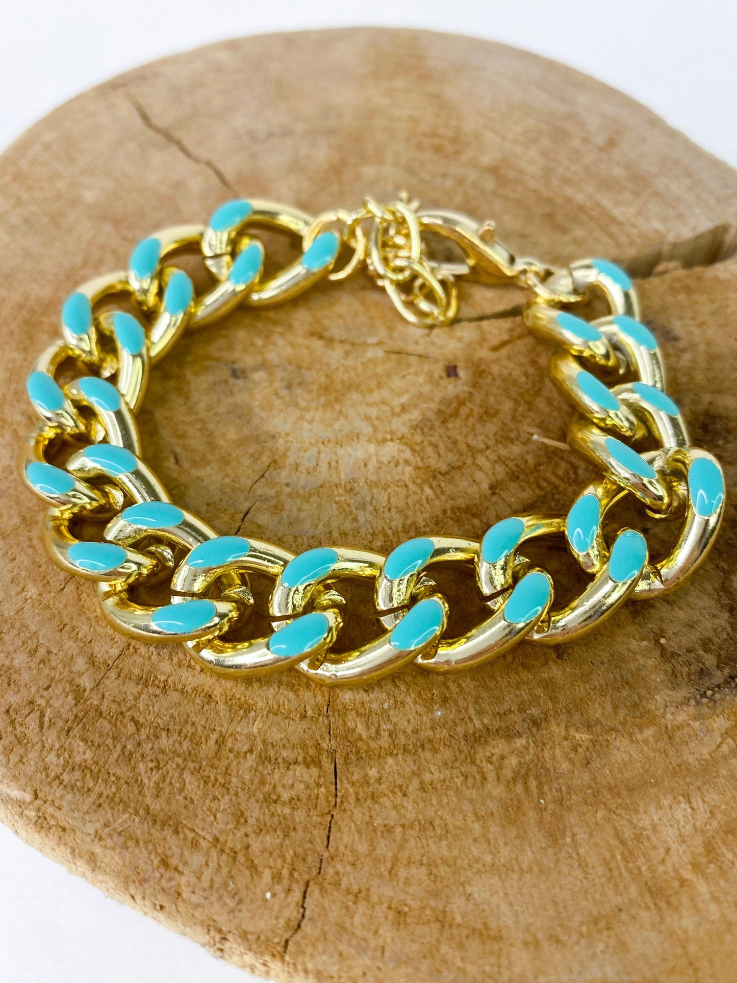 Bracelets Cuban Link Bracelet Turquoise Enamel