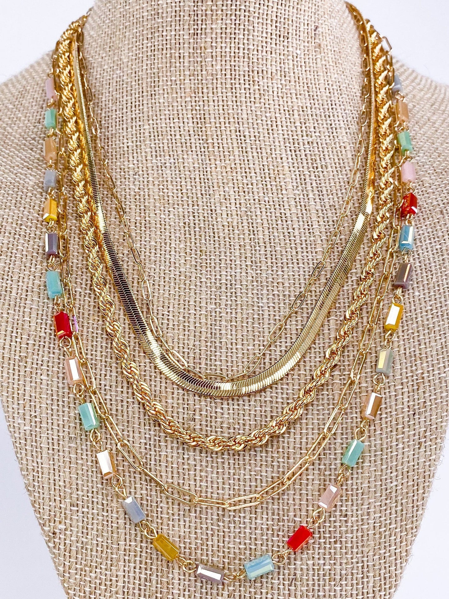 Necklaces Cali Mutli Strand Necklace- Multi Color