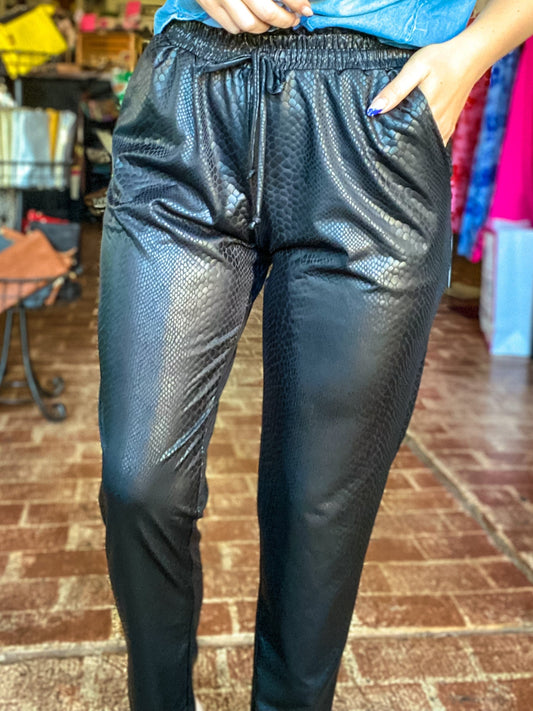 Bottoms Embossed Pleather Joggers