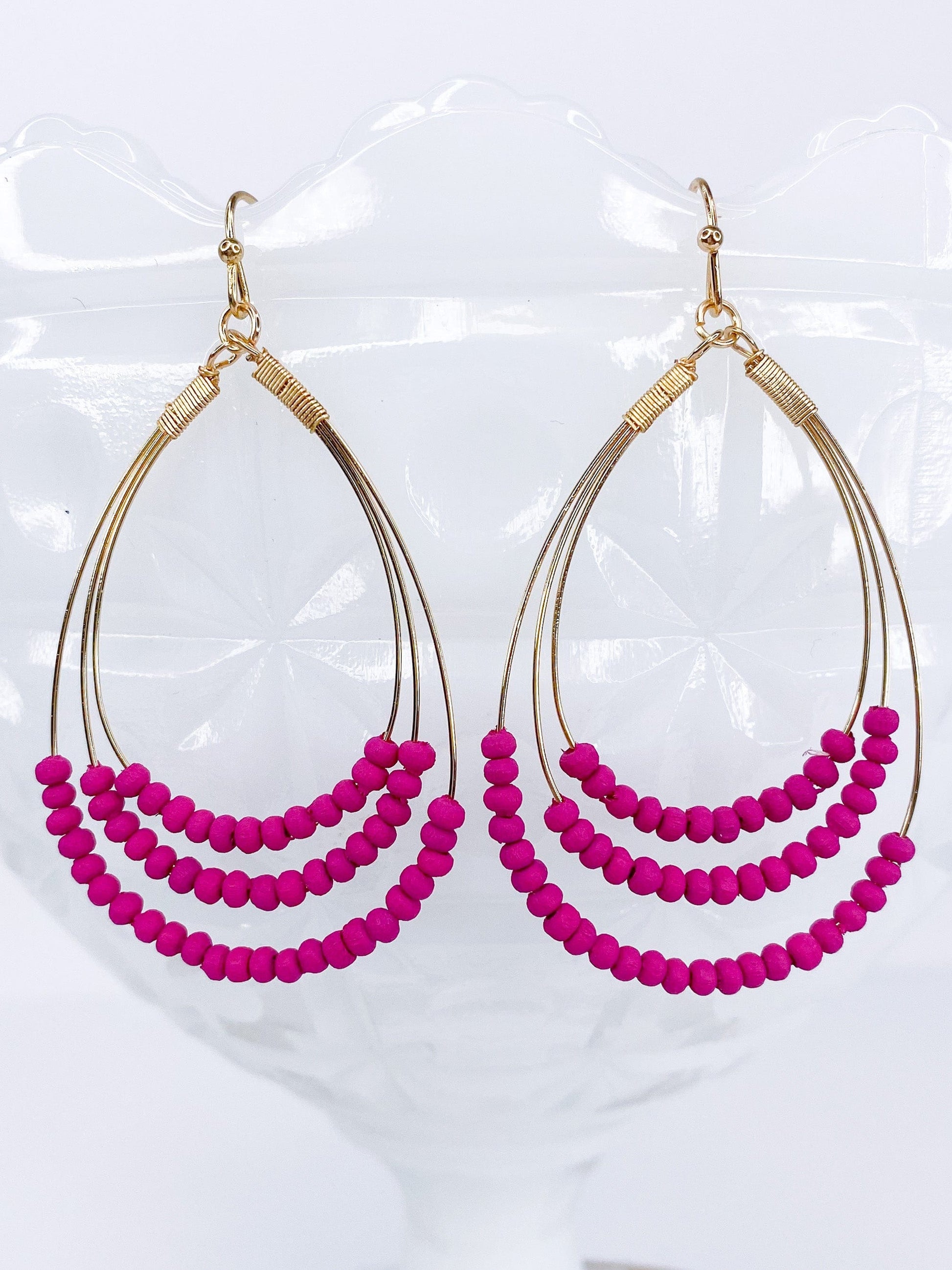 Earrings Fuschia Tear Drop Earring