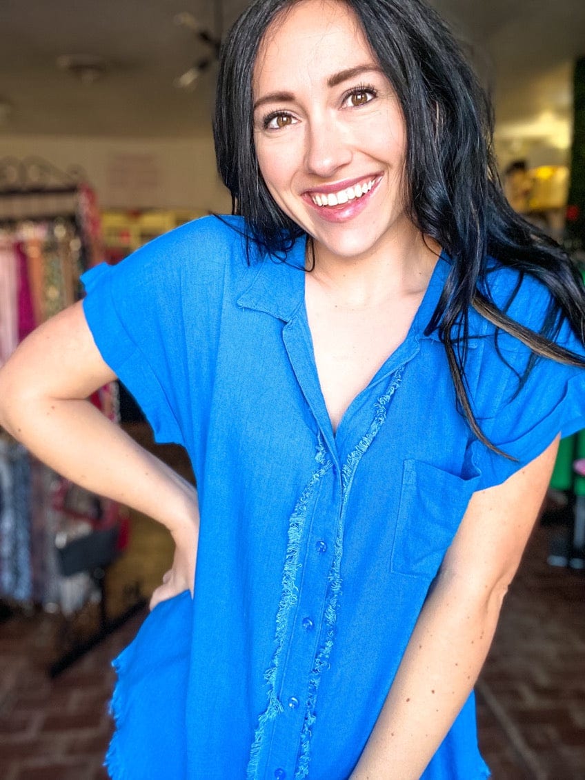 Tops Gidget Short Sleeve Top- French Blue