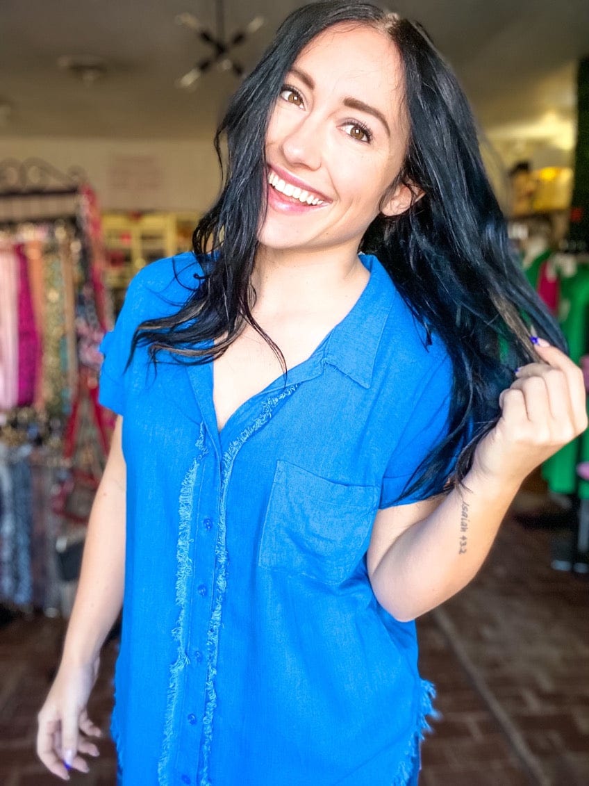 Tops Gidget Short Sleeve Top- French Blue