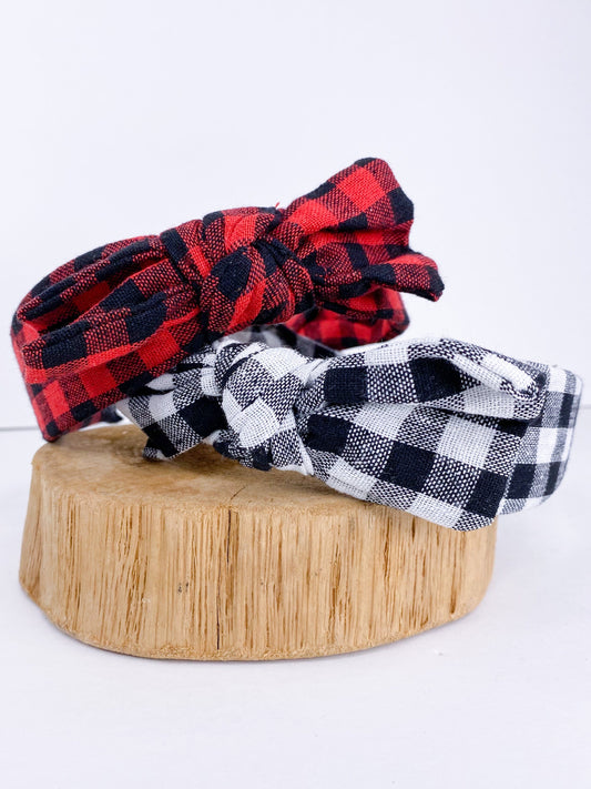 Hair Accessories Gingham Check Bow Headband