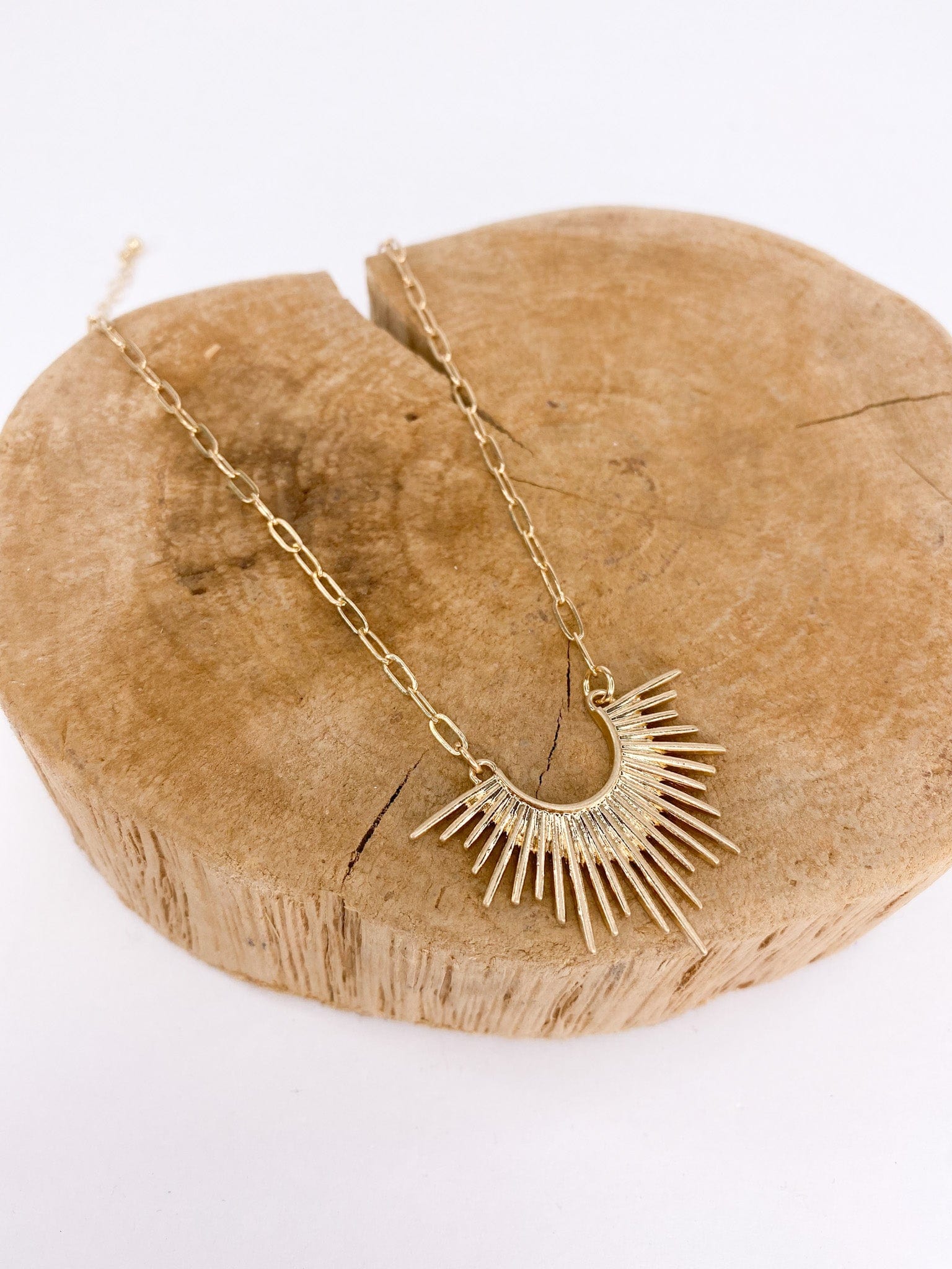 Necklaces Spikey Matte Link Necklace Gold