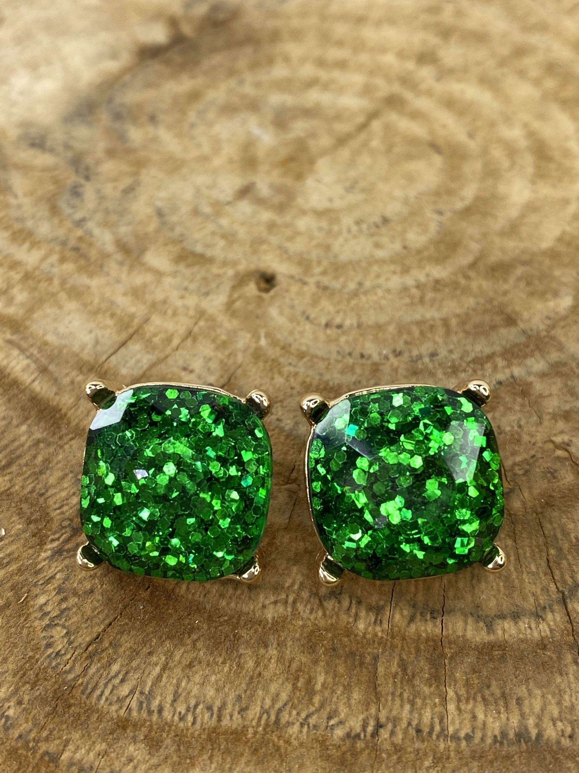 Earrings Tell me About it Stud Green Glitter