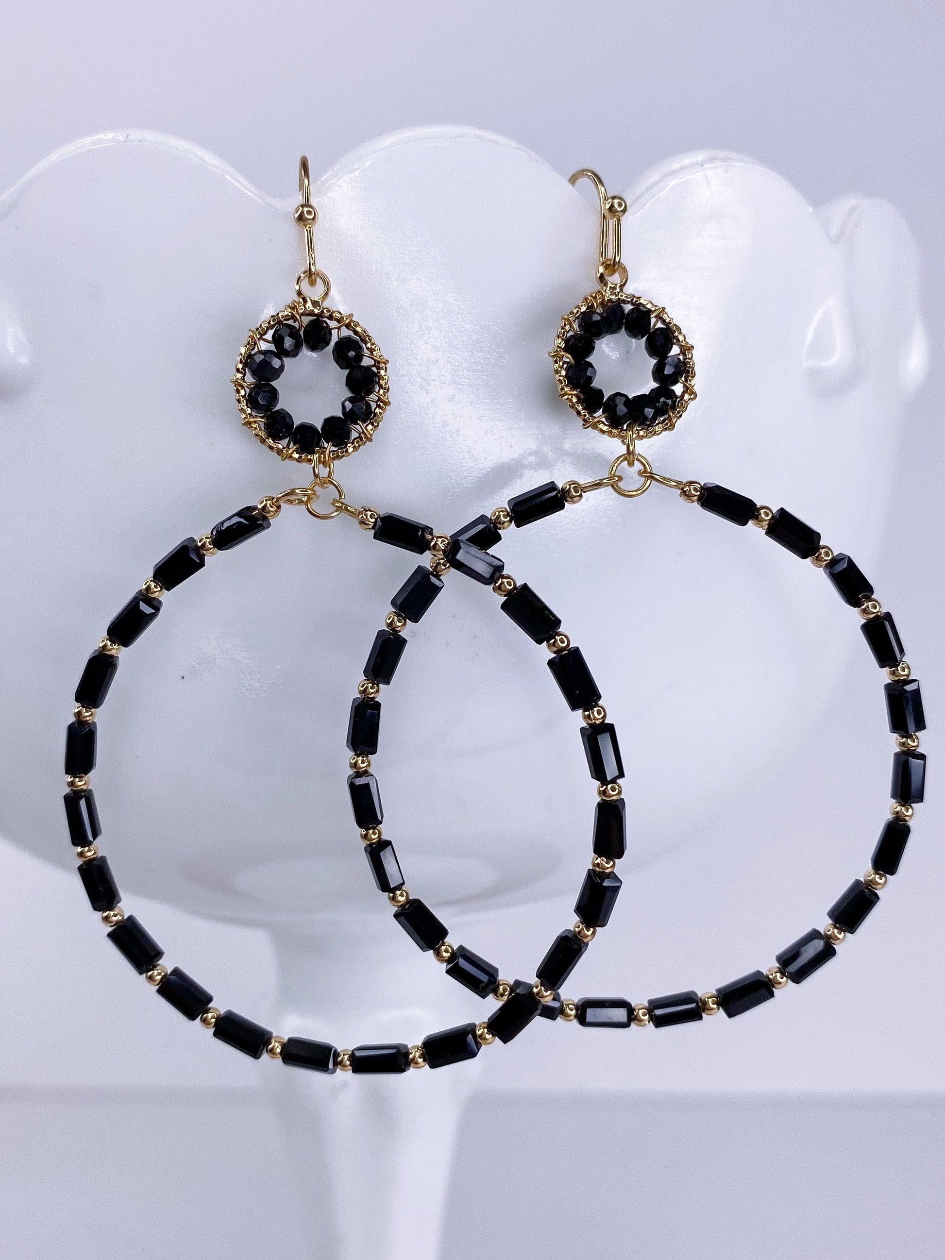 Earrings Jet Black Hoop Earring