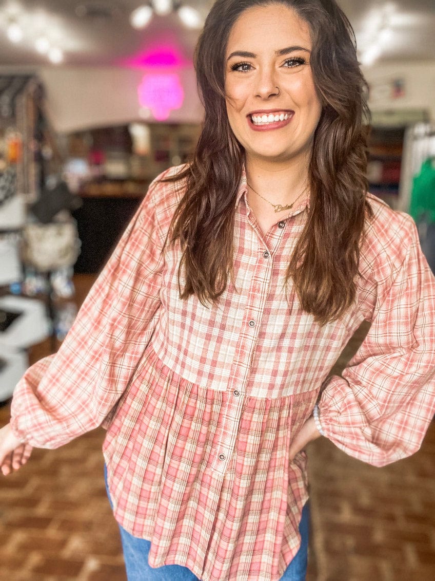 Just Mauvy Plaid Top