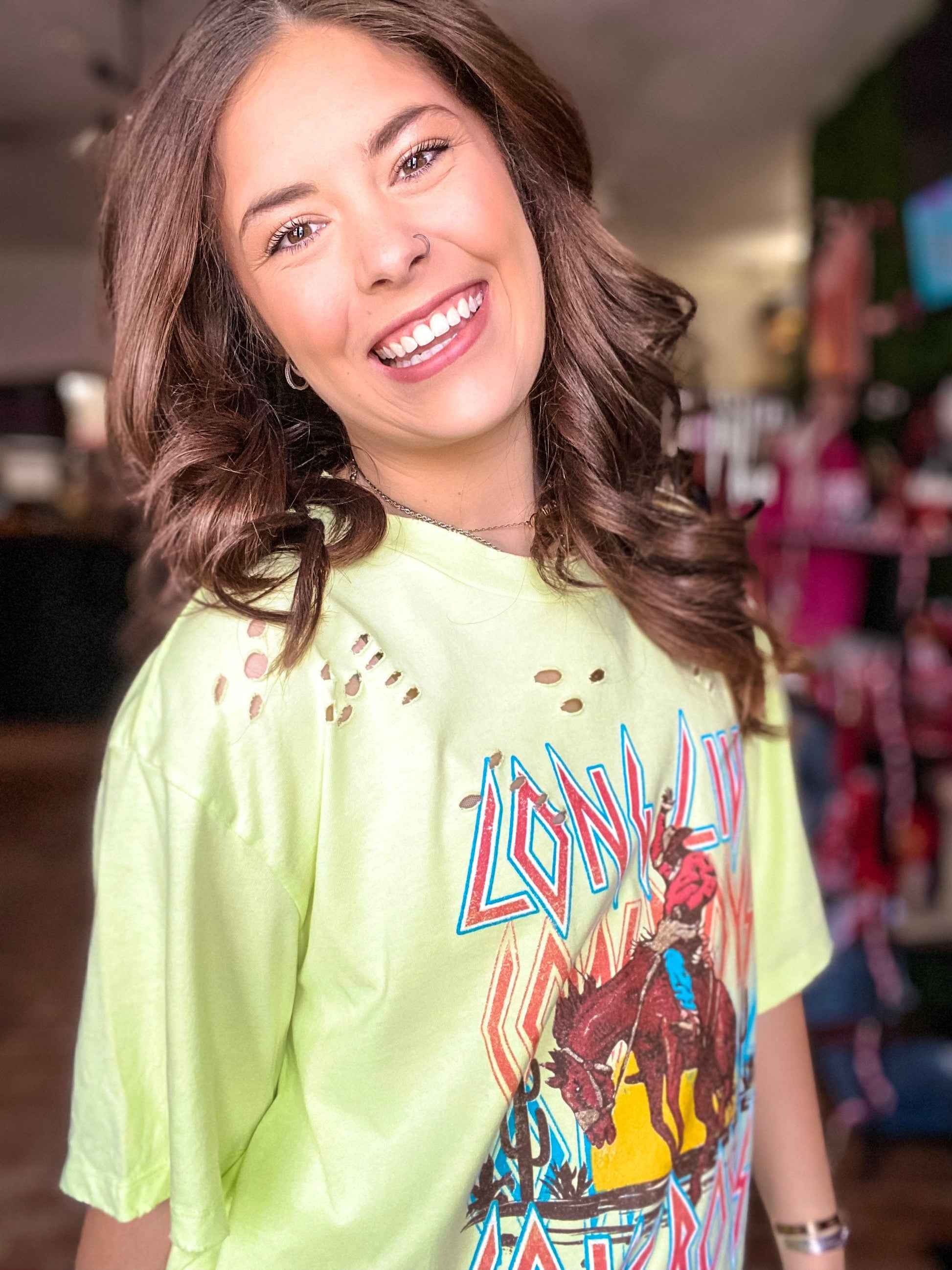 Graphic Tees Long Live Cowboys Neon