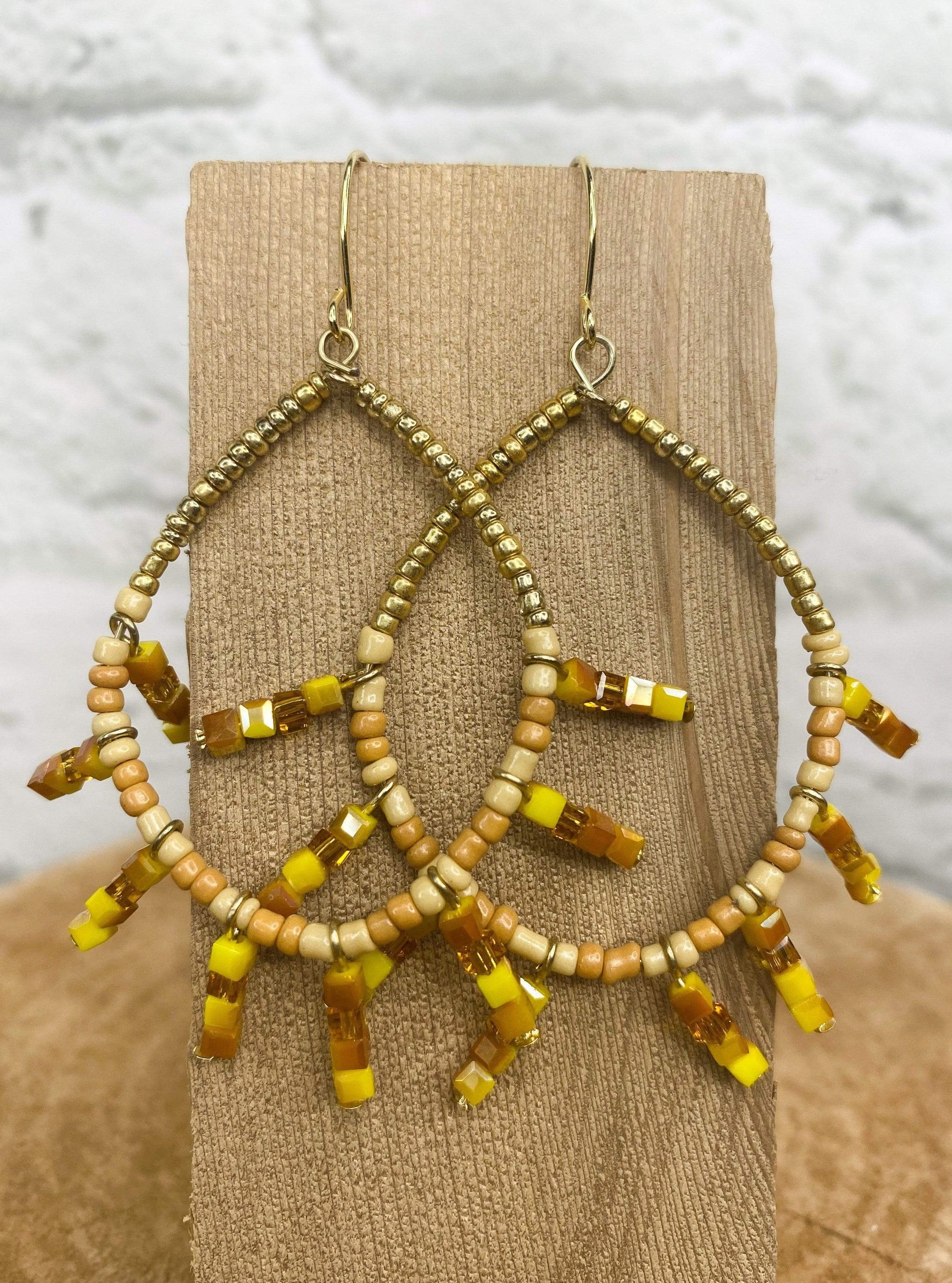 Earrings Kiki Beaded Teardrop Mustard