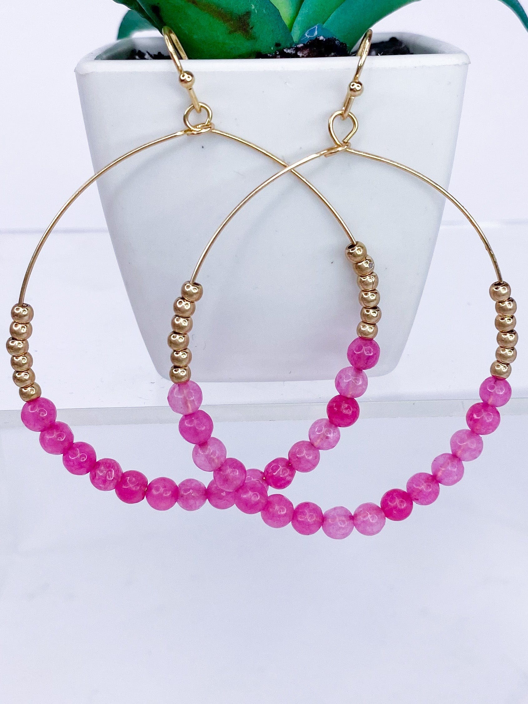 Earrings Jewelie Hoop Earring Pink