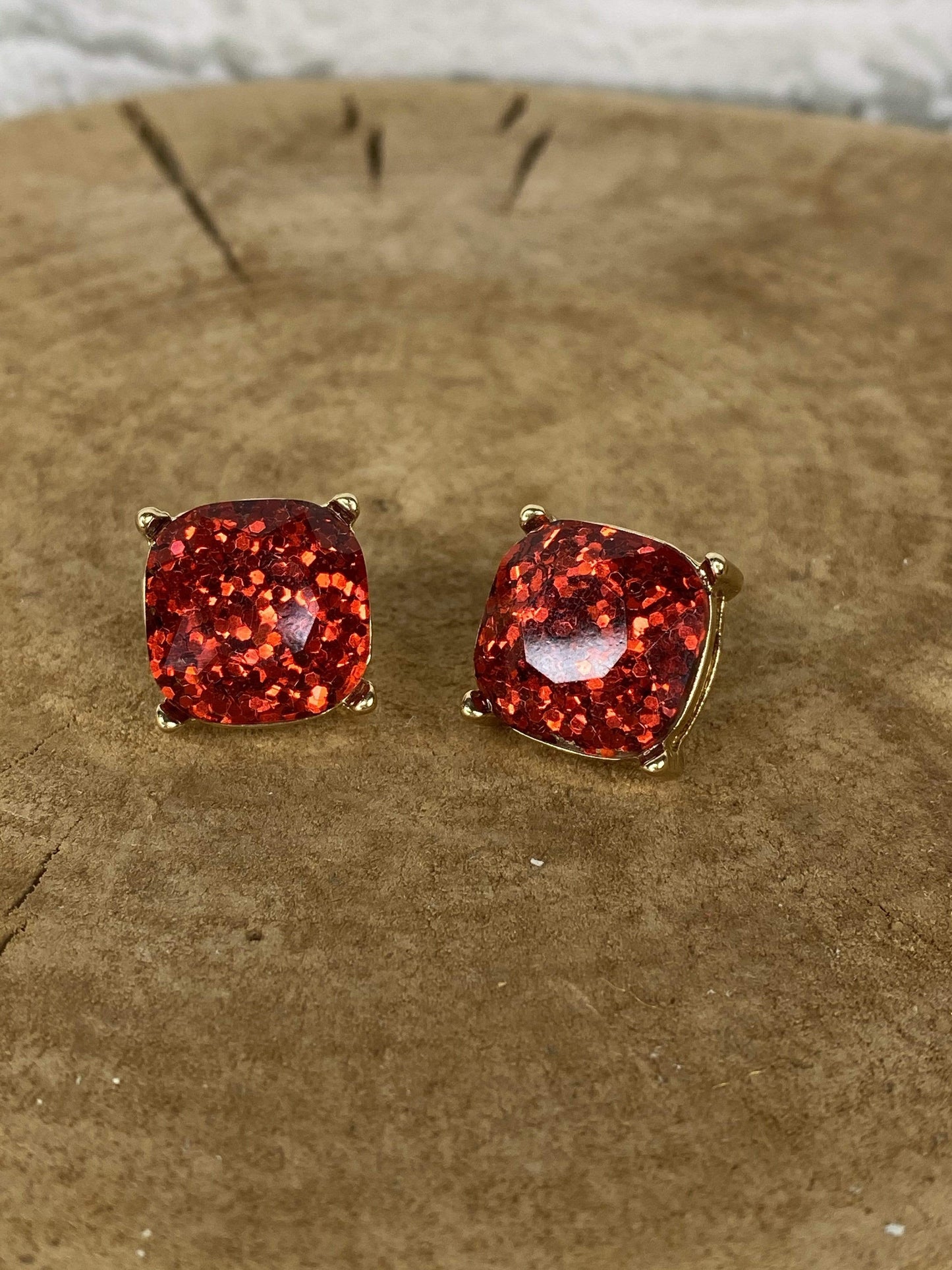 Earrings Tell me About it Stud Red Glitter