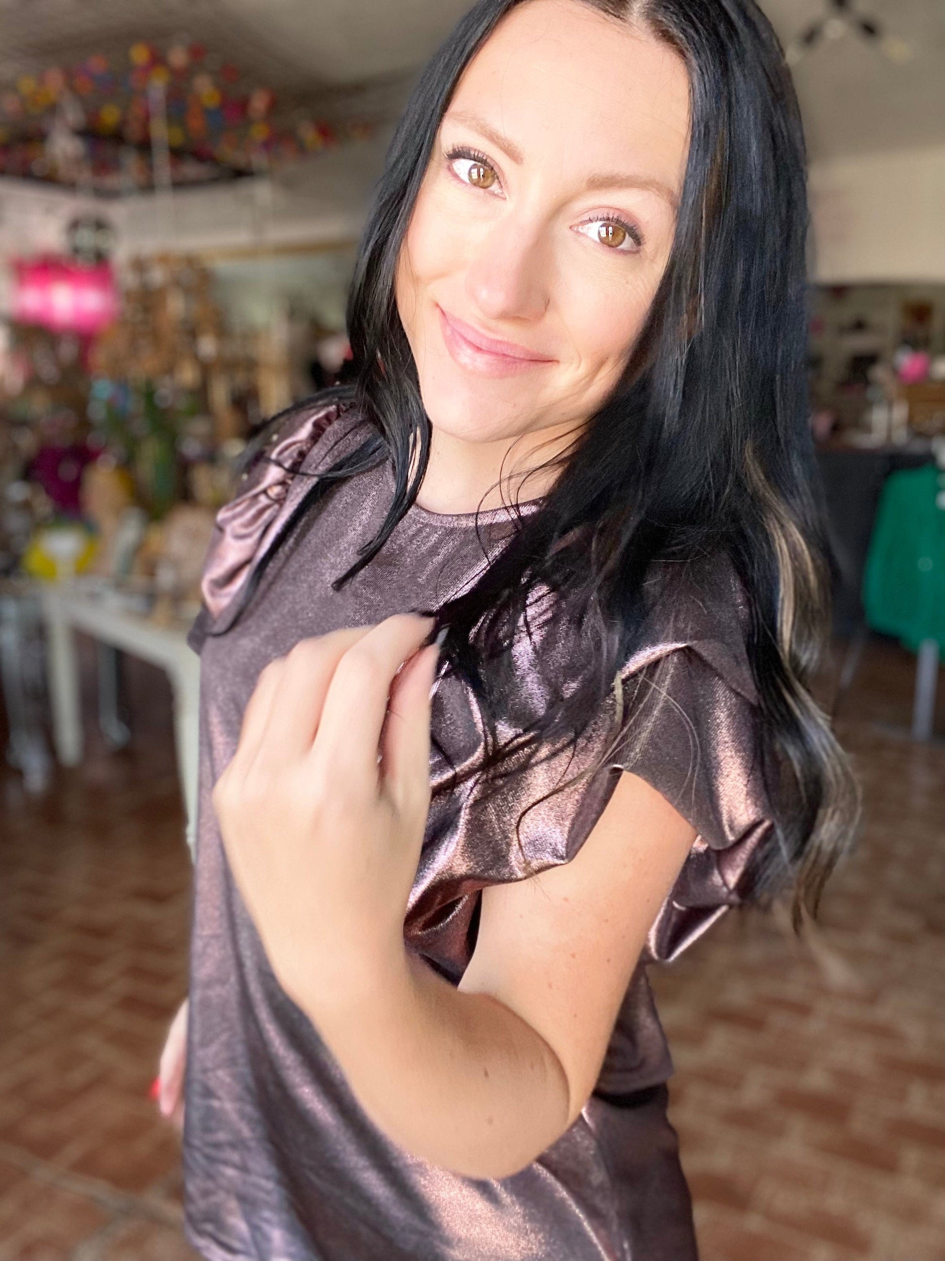 Sadie Copper Puff Sleeve Top