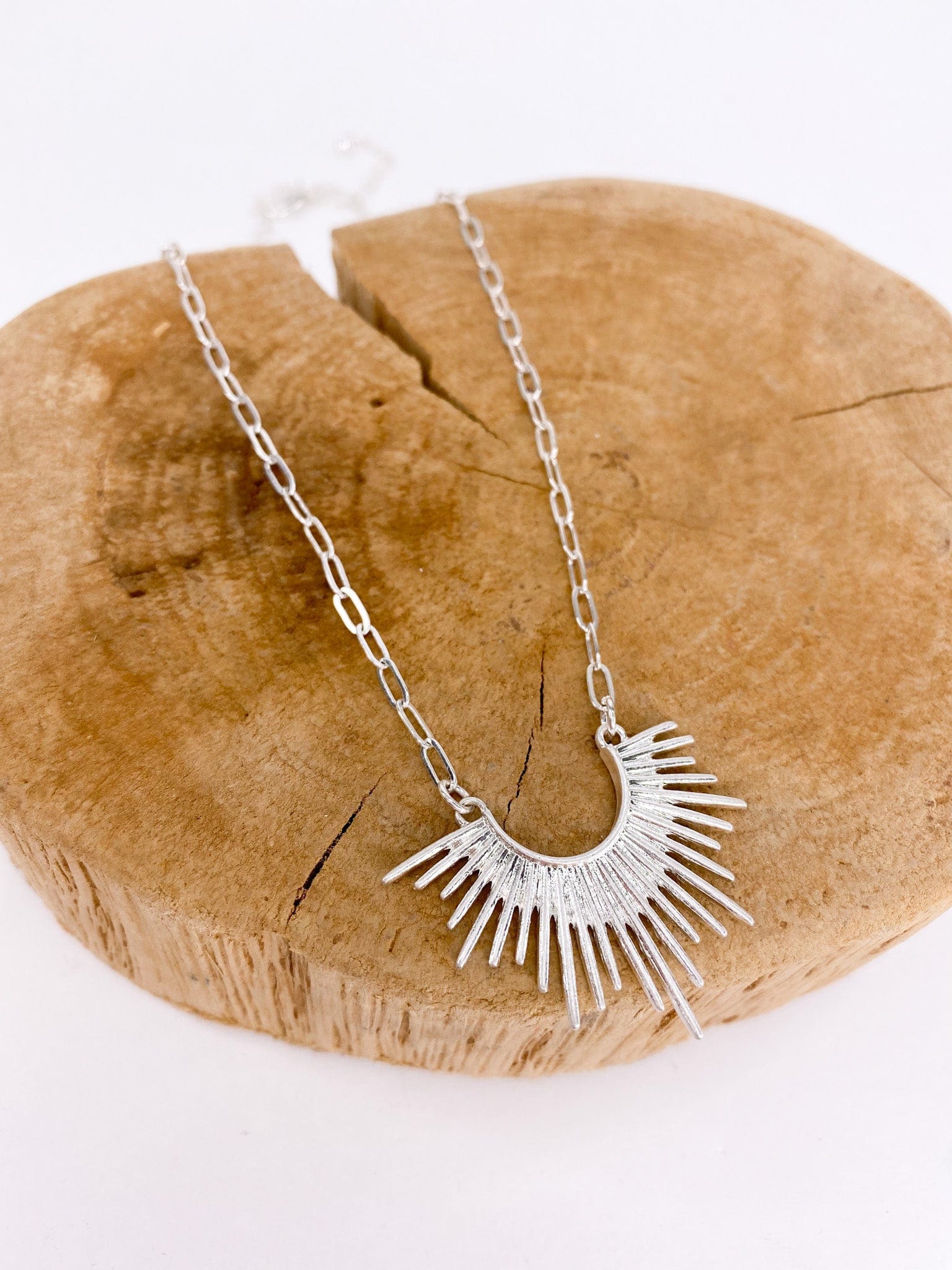 Necklaces Spikey Matte Link Necklace Silver